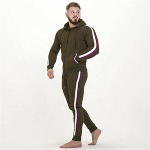Chándal personalizado de 2 piezas de algodón 100% para hombre, chándal de forro polar tecnológico, conjunto de pantalones de chándal con rayas laterales para primavera - Product Image 4