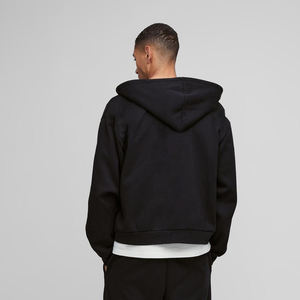 Sudadera con Capucha Negra Personalizada para Hombre, 100% Algodón, con Cierre, Ecológica, de Alta Calidad, Informal, con Logotipo Personalizado - Product Image 3