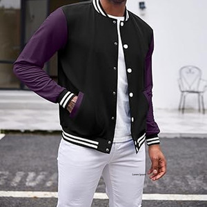 Custom Geometric Patchwork Stand Collar Wool Varsity <b>Jacket</b> for <b>Men</b> <b>Baseball</b> <b>Jacket</b> with Graffiti Design - Product Image 5