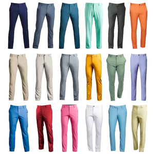 Pantalon tissé classique pour homme, couleur unie, fermeture boutonnée, coupe ajustée, vêtements de golf - Product Image 4