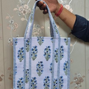 Bolso Tote de Algodón Estampado a Mano de la India para Mujer, Estilo Bohemio Vintage, Hecho a Mano, Lavable, para Uso Diario, Bolso de Hombro, Bolso de Compras - Product Image 2