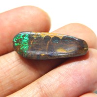Ópalo de Boulder Natural de Australia, Cabujón Hecho a Mano, Gema de Ópalo Verde Fuego para Joyería