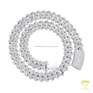 Iced Geometric Link Necklace 925 <b>Sterling</b> <b>Silver</b> Lab Grown Diamond <b>Chain</b> Luxury Hip Hop Statement Jewelry For <b>Men</b> And Women - Product Image 6
