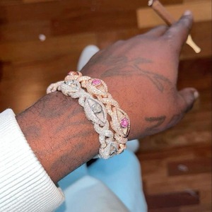 Chaîne de bijoux sertie de diamants, bracelet hip hop en zircon pour homme, accessoires tendance, personnalisation possible - Product Image 2