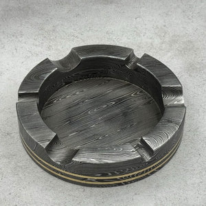 Luxury Handmade Damascus Steel <b>Ashtray</b> Unique Layer Design Metal <b>Ashtray</b> for Office Desk Smoking Accessories - Product Image 1