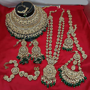 Gold Plated Fine Jewelry <b>Set</b> with Crystal Stone and <b>Beads</b> Bridal Collection-10573939 - Product Image 1
