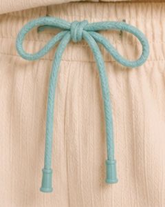 Ensemble de pyjama d'été beige personnalisé pour femme, manches courtes, boutonné, vêtement de nuit doux et respirant, ensemble de détente avec passepoil contrastant - Product Image 4