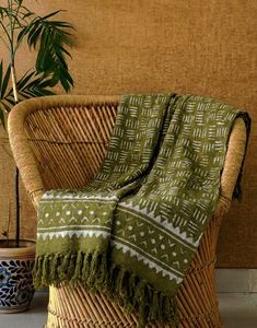 Manta Decorativa de Algodón Ecológico con Estampado a Mano, Hecha a Mano en India, para Sofá y Cama - Product Image 4