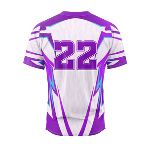 Men's Purple <b>White</b> Geometric Baseball Jersey 22 Sublimated Quick Dry Short Sleeve Regular Fit All Seasons Sport Apparel - Product Image 2