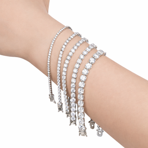 Bracelets en argent 925 avec moissanite et plaqué or 18 carats, chaîne tennis haut de gamme, empilables, bijoux étincelants, cadeau élégant pour femme - Product Image 5