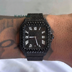 Hot Sale Moissanite <b>Black</b> Diamond Luxury <b>Watch</b> for <b>Men</b> Stylish Stainless Steel Timepiece for Office Wear and Special Events - Product Image 4