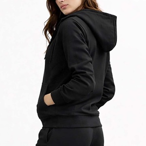 Sudadera con capucha de diseño nuevo, sólida, con bolsillo canguro, cierre de cremallera, personalizada, con cremallera completa, corta, para mujer. - Product Image 3