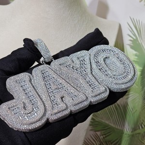 Luxury Silver Moissanite Letter Pendant Micro Pave Round Cut Unisex Everyday Wear Themed <b>Charm</b> - Product Image 4