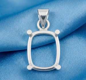Base de Plata de Ley 925 Sólida para Colgante Octogonal con Engaste de Garras para Gemas Cabujón Octogonales de 7x5mm-18x24mm, Joyería DIY - Product Image 1