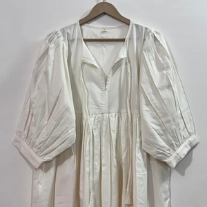 Vestido Midi Informal para Mujer, 100% Algodón Tejido, Estampado Floral Liso, Estilo Cottagecore, Manga Corta, Cintura Imperio, Corte Babydoll, Talla Grande - Product Image 2