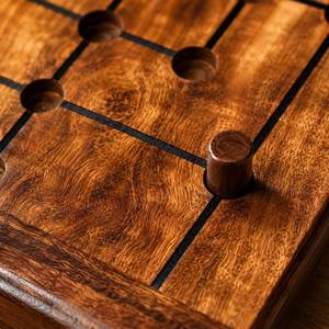 Jeu de société traditionnel en bois fait main Nine Men's Morris, jeu de stratégie éducatif de table avec pions – Meilleures ventes - Product Image 4