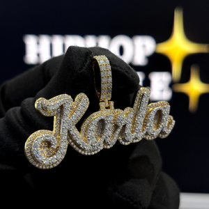 Colgante Personalizado de Doble Capa con Nombre en Letra Cursiva, Moissanita VVS, Plata de Ley 925, Chapado en Oro, Collar Hip Hop - Product Image 5