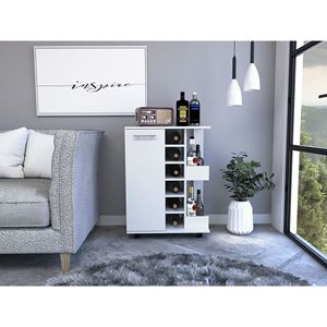 Carrello Bar Tennessee Six-Cubbies con Mobile Singolo e Due Ripiani per Conservazione Liquori - Product Image 1