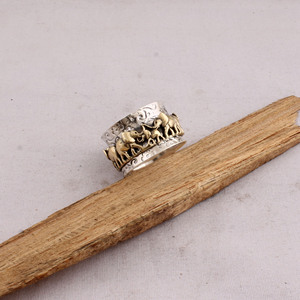 925 Sterling Silver Classic Elephant <b>Spinner</b> <b>Ring</b> Two Tone Anxiety Fidget Jewelry for Party Wholesale - Product Image 3