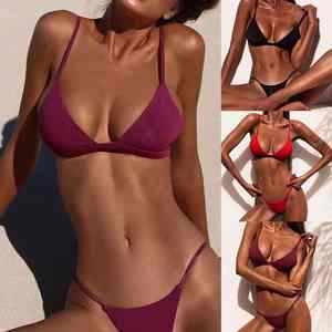 Bikini de Playa para Mujer, Estilo Contemporáneo, con Cuello Halter Chic, Tirantes de Compresión Ajustables, Diseño Sin Costuras para Mayor Comodidad - Product Image 4