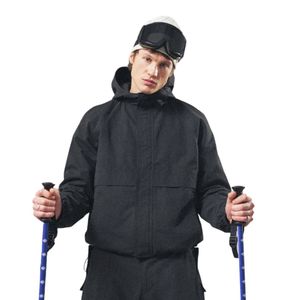 เสื้อแจ็คเก็ตกันลมแบบริปสต็อปสำหรับผู้ชาย แจ็คเก็ตมีฮู้ดน้ำหนักเบาพร้อมปลายแขนแบบยืดหยุ่น เสื้อแจ็คเก็ตแฟชั่นสำหรับกิจกรรมกลางแจ้ง สีดำ - Product Image 5