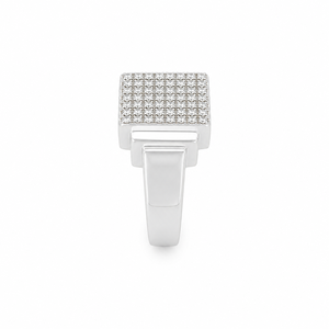 Bague Chevalière Carrée en Argent Sterling 925 pour Homme, Sertie de Diamants, Finition Polie Brillante, Style Hip-Hop Audacieux, Idéale pour Mariage, Fête, Usage Quotidien, Cadeau - Product Image 3
