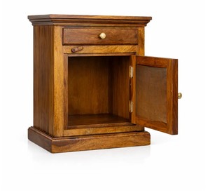 Modern Solid Wood Bedside <b>Table</b> with 1 Drawer & Open Shelf |Handcrafted Solid Wood Night Stand |Export Quality Indian Furniture - Product Image 2