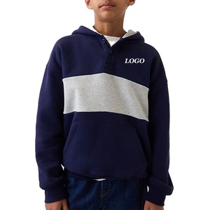 เสื้อฮู้ดดี้เด็กผู้ชายแบบสีบล็อก ดีไซน์โรงงาน ผลิตตามสั่ง (OEM) สำหรับผู้ซื้อจำนวนมาก ผ้าคุณภาพสูง สวมใส่สบาย - Product Image 1