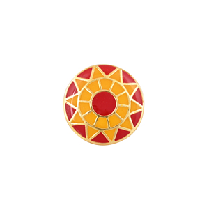 Elegant Gold Plated Red Yellow Enamel <b>Adjustable</b> <b>Ring</b> for Women Round Sun Motif Jewelry Gift Wedding Wear - Product Image 2