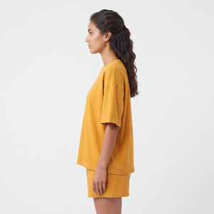 Ensemble décontracté été 2026 pour femme : T-shirt et short 100 % coton, tenue unie - Product Image 2