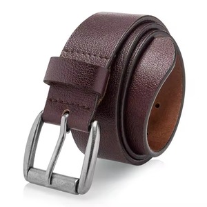 Cinturón de Cuero de Vaca de Grano Completo Marrón de Tamaño Mediano con Hebilla de Aleación Plateada Vintage Mate, Diseñado para Uso Casual - Product Image 6