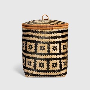 <b>Bamboo</b> storage bin with lid premium natural fiber <b>baskets</b> handcrafted hamper bins for sale - Product Image 6