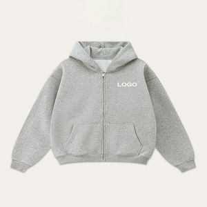 Ensemble personnalisé à faible MOQ avec sweat à capuche zippé à manches longues pour collections de vente au détail, avec sweat à capuche à épaules tombantes en molleton brossé - Product Image 4