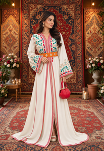 Caftán Marroquí Elegante de Terciopelo Color Ciruela Mishkat Couture, Bordado a Mano, Cinturón, Mangas Largas, Transpirable, Vestido de Novia Árabe Maxi con Cuello en V - Product Image 6
