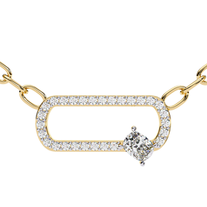 Minimalist 14K Solid Gold <b>Cushion</b> and <b>Round</b> Cut Set Lab Diamond Solitaire Pendant Necklace for Women Party Gift - Product Image 1