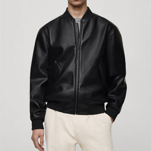 Nouvelle veste en cuir d'agneau pour homme 2024 avec col montant et logo sur le devant, imperméable, écologique, fabriquée au Pakistan - Product Image 1