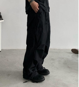 Pantalon cargo évasé décontracté vintage 2025 pour homme, avec fermeture éclair, démontable, à boutons, en laine peignée, service OEM - Product Image 5