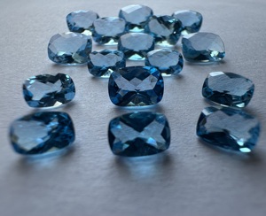 Topaze bleue suisse TFH, taille coussin longue, qualité et clarté AAA, polie à la main, pierre précieuse en vrac, 6x4mm à 10x12mm - Product Image 1