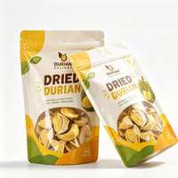 Sachet Doypack Personnalisé avec Fermeture Zip de Qualité Alimentaire et Fenêtre Transparente pour Snack de Durian Lyophilisé 200g, Impression Numérique
