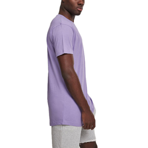 Camiseta Larga Oversize para Hombre, Color Morado, Algodón, Cuello Redondo, Manga Corta, Casual, Color Sólido, Tejido Jersey - Product Image 3