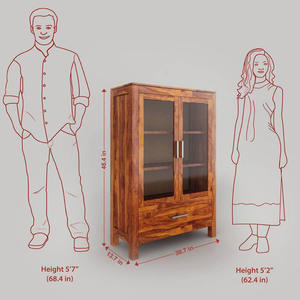 Meubles de rangement multifonctionnels en teck naturel pour salon et cuisine avec 4 étagères en bois, ensemble de meubles de bureau à domicile - Product Image 5