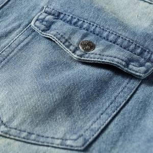 Chemise en jean décontractée pour homme en Spandex/Coton, coupe oversize, mode printemps-automne, polyvalente pour le quotidien, manches courtes, délavée aux enzymes - Product Image 4