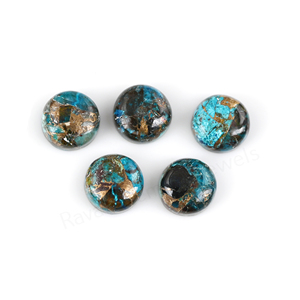 Cabocho de Crisocola Natural de Mohave con Compuesto de Cobre, 12mm, Pulido Brillante, Liso, de Base Plana, para Fabricación de Joyas, Colgantes y Collares - Product Image 3