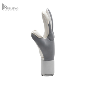 OEM Custom Two-Tone White Grey Goalkeeper <b>Gloves</b> 4mm Contact Latex Palm Seamless Neoprene Body Wrapped Thumb Elastic Wrist Strap - Product Image 2