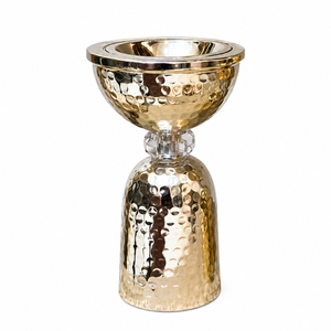Brûleur à Bakhoor Arabe en Métal Doré Martelé avec Socle en Cristal pour la Décoration Intérieure du Ramadan au Moyen-Orient – Vente en Gros - Product Image 1