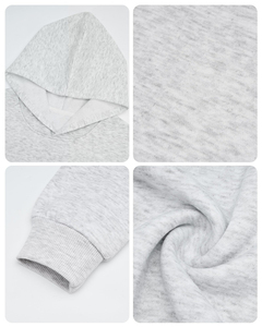 Ropa de Otoño/Invierno para Niños, Sudadera con Capucha de Felpa Gris, Mezcla de Poliéster/Algodón, Uniforme Escolar para Niñas - Product Image 6
