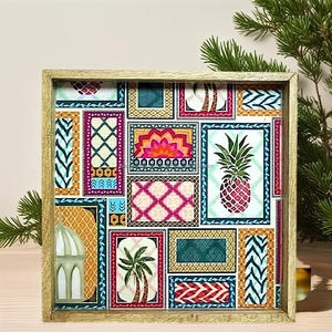 ถาดเคลือบไม้สไตล์โบฮีเมียนทำมือสไตล์โบฮีเมียนจานเสิร์ฟของตกแต่งสี่เหลี่ยมพิมพ์ลายแมนดาลาอย่างละเอียดสำหรับใช้ในบ้านโดย fwe - Product Image 5