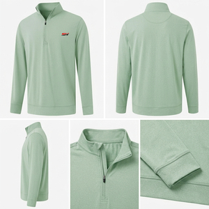 Sudadera barata con cremallera de un cuarto para hombre, con logo personalizado, 100% poliéster, ropa cómoda para estar en casa, sudadera básica de mezcla de algodón con cremallera de un cuarto para hombre - Product Image 5