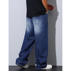 Jeans en denim décontractés pour hommes, coupe large, style urbain, pantalon ample vintage, vêtements streetwear - Product Image 5