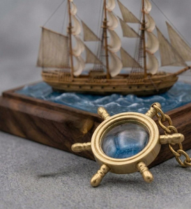 Handmade Vintage Brass Ship Wheel Locking Keychain Nautical Maritime <b>Key</b> <b>Ring</b> Collectible Gift <b>Accessory</b> - Product Image 3